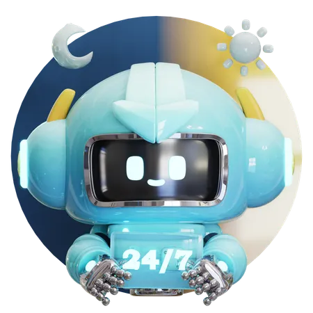 24시간 로봇 서비스  3D Icon