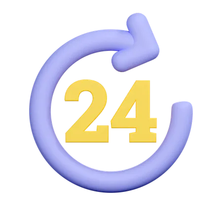 24 Hours Illustration 3D Icon