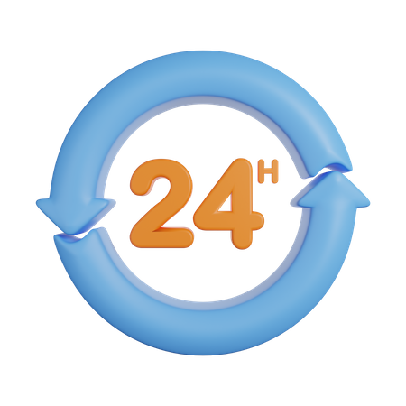 24 Hours Service  3D Icon