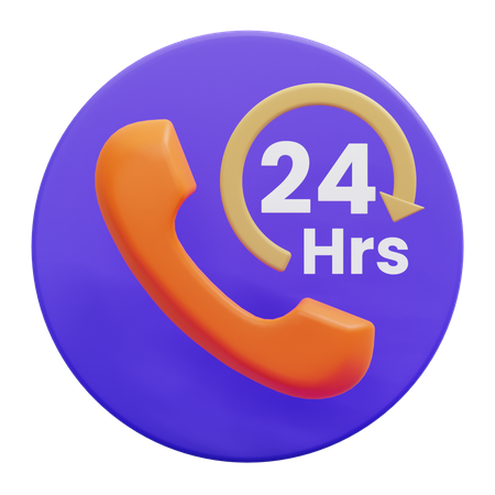 24 Hours Service  3D Icon