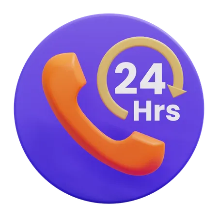 24 Hours Service  3D Icon