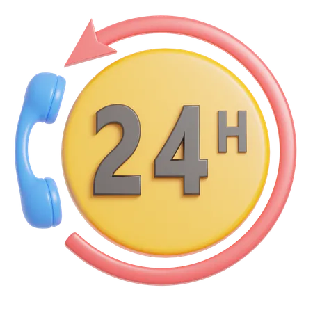 24 Hours Service  3D Icon