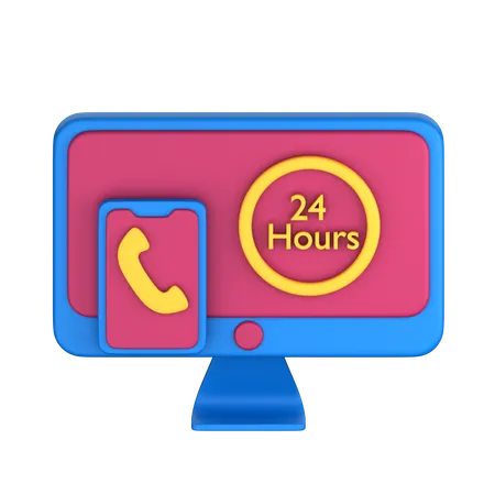 24 Hours Service  3D Icon