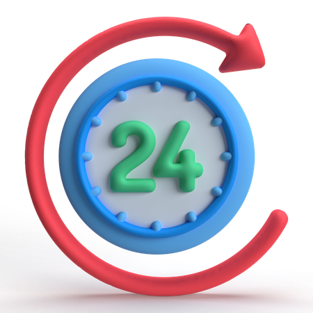 24 Hours Service  3D Icon