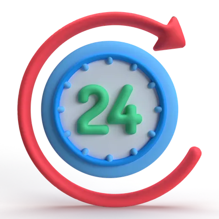 24 Hours Service  3D Icon