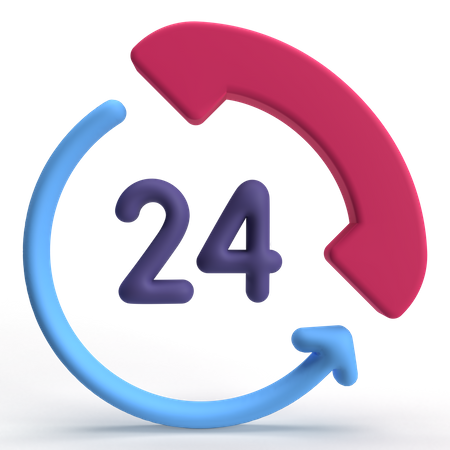 24 Hours Service  3D Icon