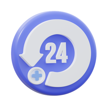 24 Hours Service  3D Icon