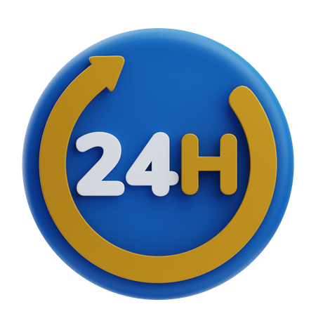 24 Hours Service  3D Icon