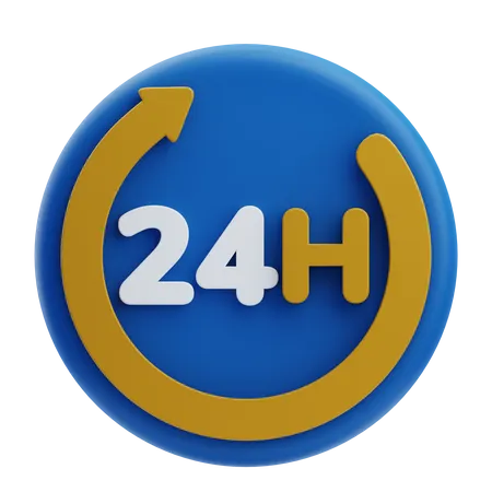 24 Hours Service  3D Icon