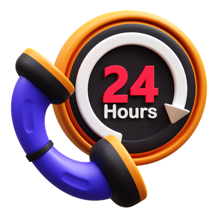 24 Hours Service  3D Icon