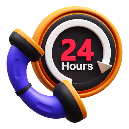 24 Hours Service  3D Icon