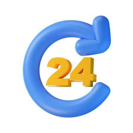 24 Hours Service  3D Icon