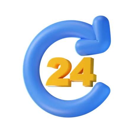 24 Hours Service  3D Icon