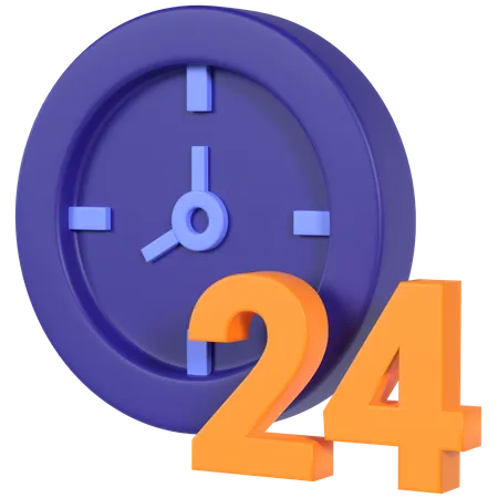 24 Hours Service  3D Icon