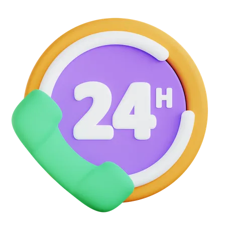 24 Hours Service  3D Icon