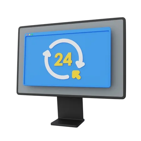 24 Hours Service  3D Icon