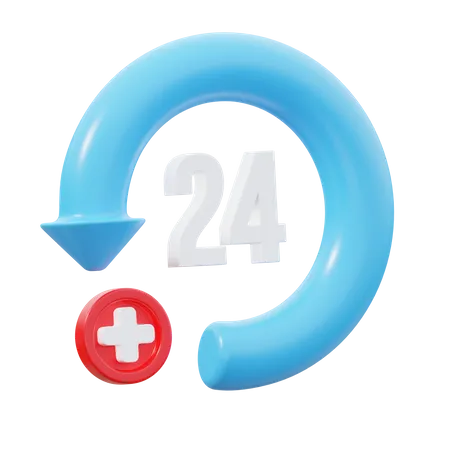 24 Hours Service  3D Icon