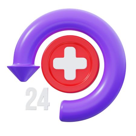 24 Hours Service  3D Icon