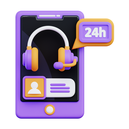 24 Hours Service  3D Icon