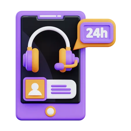 24 Hours Service  3D Icon