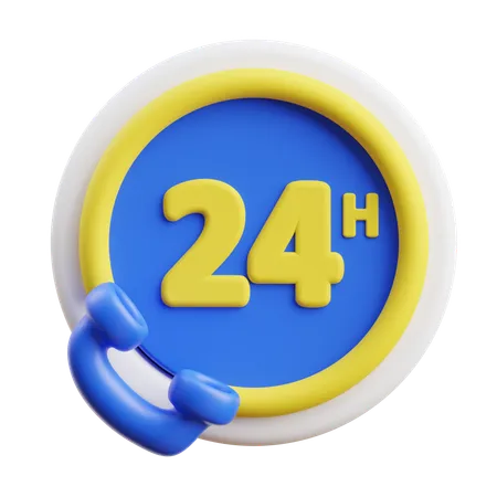 24 Hours Service  3D Icon