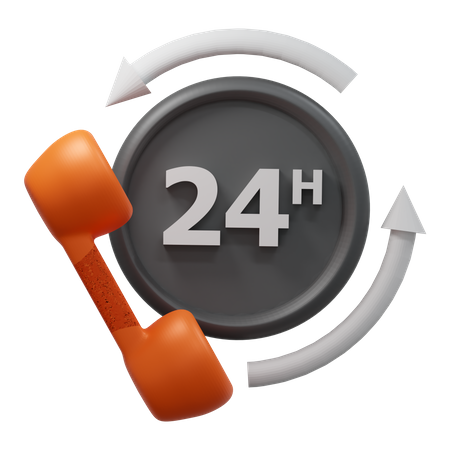 24 Hours Service  3D Icon