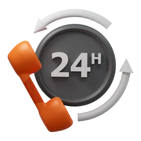 24 Hours Service  3D Icon