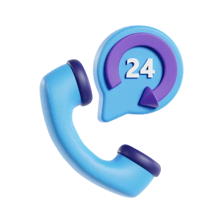 24 Hours Service  3D Icon