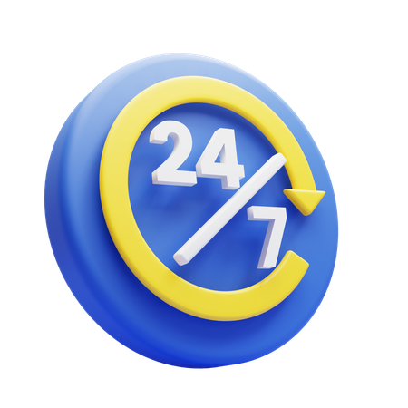 24 Hours Service  3D Icon