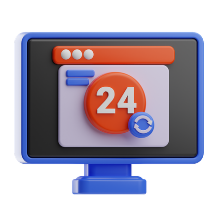 24 Hours Service  3D Icon