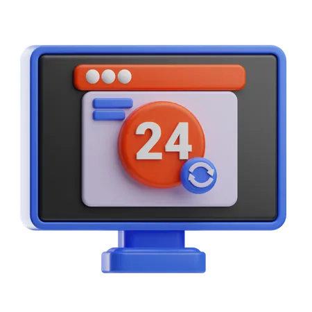 24 Hours Service  3D Icon