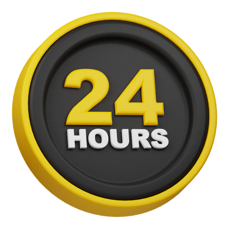 24 Hours Service  3D Icon