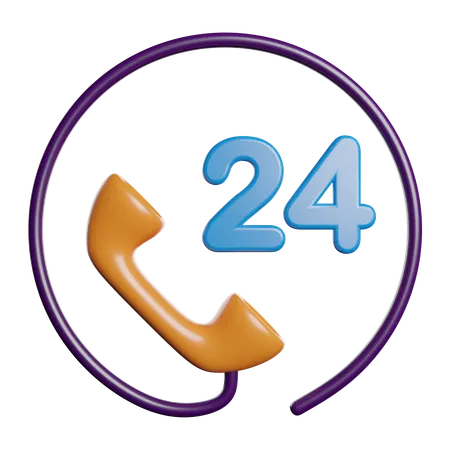 24 Hours Service  3D Icon