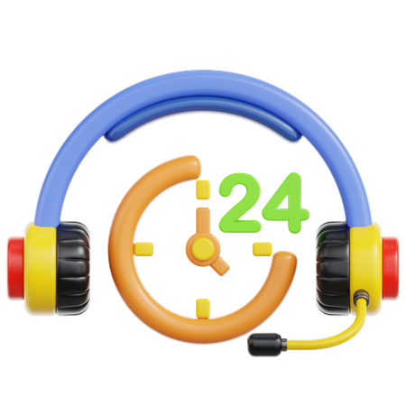 24 Hours Service  3D Icon