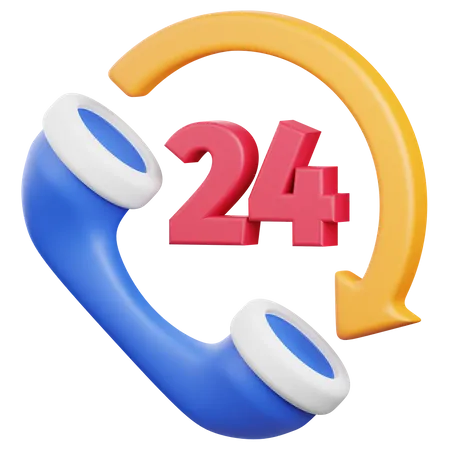 24 Hours Service  3D Icon