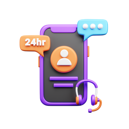 24 Hours Service  3D Icon