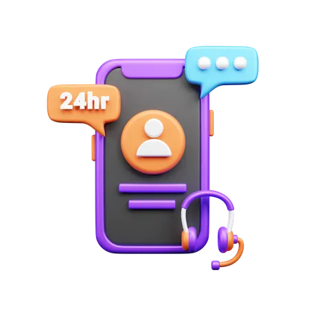 24 Hours Service  3D Icon