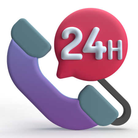 24 Hours Service  3D Icon