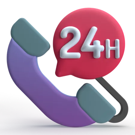 24 Hours Service  3D Icon