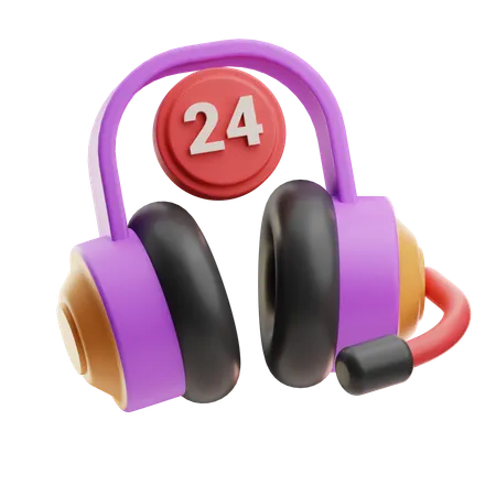 24 Hours Service  3D Icon