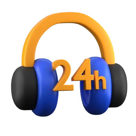 24 Hours Service  3D Icon