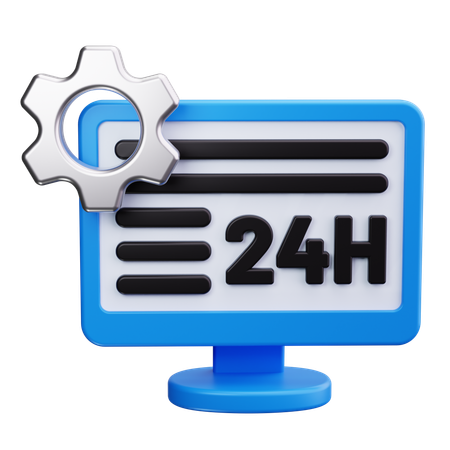 24 Hours Service  3D Icon