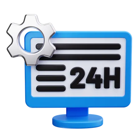 24 Hours Service  3D Icon