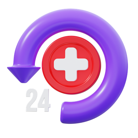 24 Hours Service  3D Icon