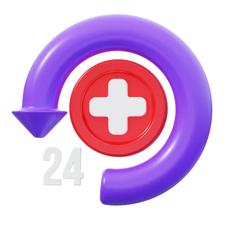 24 Hours Service  3D Icon