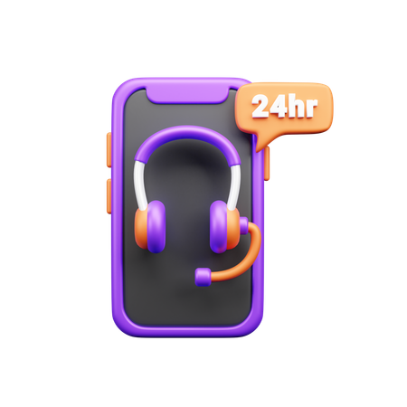 24 Hours Service  3D Icon