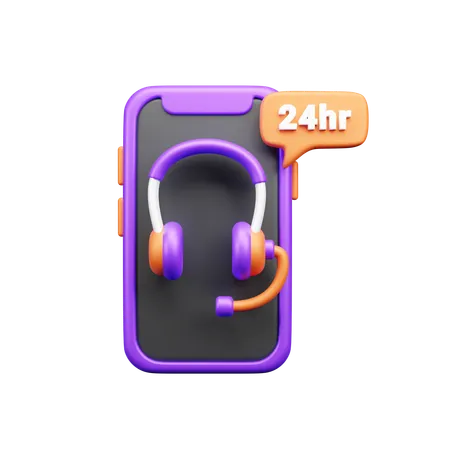 24 Hours Service  3D Icon