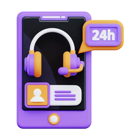 24 Hours Service  3D Icon