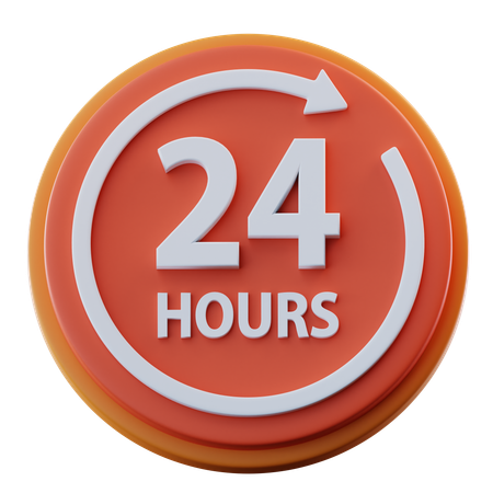 24 Hours Service  3D Icon