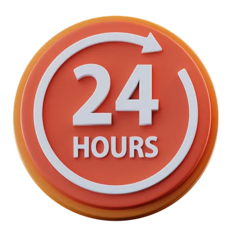 24 Hours Service  3D Icon